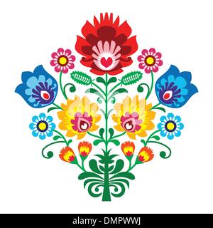 Folk Stickerei mit Blumen - traditionelle polnische Muster Stock Vektor