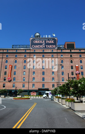 Ehemalige Baltimore & Ohio Eisenbahn Lager, zerteilen Sie jetzt von Oriole Park Baseball Ground, Camden Yards, Baltimore, Maryland, USA Stockfoto