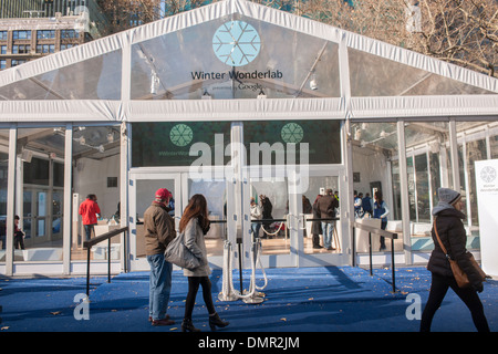 Googles Winter Wonderlab Pop-up im Bryant Park in New York Stockfoto