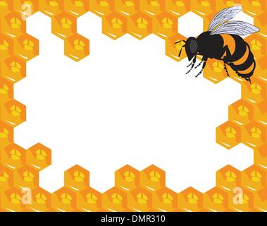 der Vektor Bienen und Waben mit Honig Stock Vektor