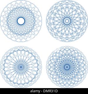 Satz von Vector Guilloche Rosetten Stock Vektor