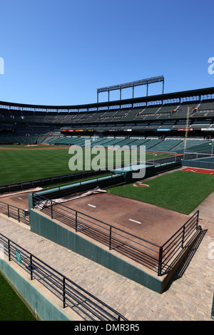 Blick über Baseballstadion im Oriole Park, Heimat der Baltimore Orioles Baseball Team, Camden Yards, Baltimore, Maryland, USA Stockfoto