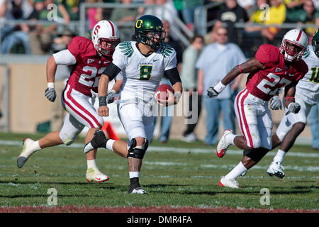 Oregon Ducks quarterback Jeremiah Masoli (8) von Daly City, Kalifornien während der Spielaktion am Samstag im Stanford Stadium, Foster Feld. Die Stanford Cardinals schlagen die Oregon Ducks 51-42. (Kredit-Bild: © Konsta Goumenidis/Southcreek Global/ZUMApress.com) Stockfoto