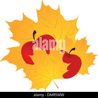 Herbst Blatt und Apfel Stock Vektor