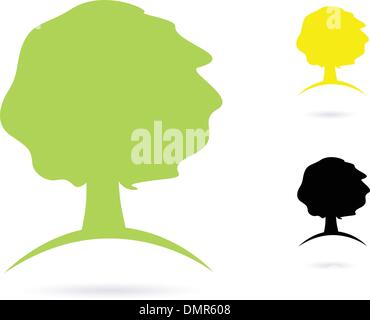 Einfach alte Baum abstrakte Vektor Icon-Set isoliert auf weiss Stock Vektor