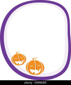 Weiße und violette Banner Halloween mit Kürbis Köpfe Stock Vektor