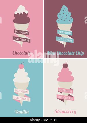 Eiscreme-Poster-Set Stock Vektor