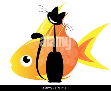 Katze und Gold Fisch Stock Vektor