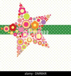 Frühjahr Sommer bunte Blume Sternform Grußkarte Stock Vektor