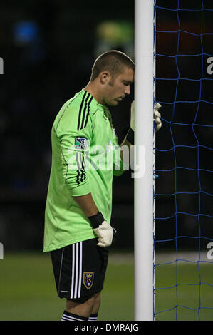 29. August 2009: Chris Seitz bereitet für die zweite Hälfte gegen die Kansas City Wizards. Real Salt Lake besiegte die Kansas City Wizards 1-0 im CommunityAmerica Ballpark in Kansas City, KS. (Kredit-Bild: © Tyson Hofsommer/Southcreek Global/ZUMApress.com) Stockfoto