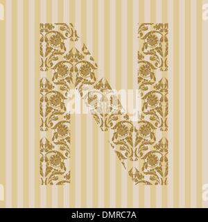 Floral Schriftart. Buchstabe N Stock Vektor