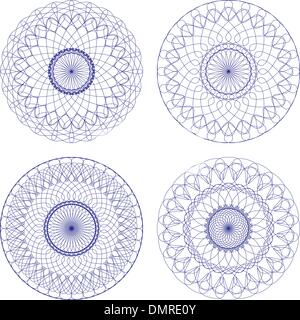 Satz von Vector Guilloche Rosetten Stock Vektor