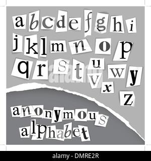 Anonyme Alphabet aus Zeitungen hergestellt Stock Vektor