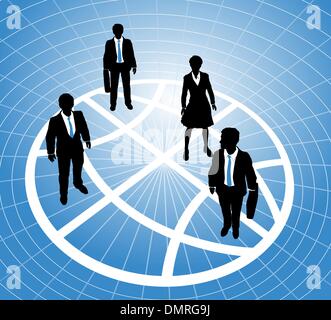 Geschäftsleuten stehen auf Globus-Symbol-Raster Stock Vektor