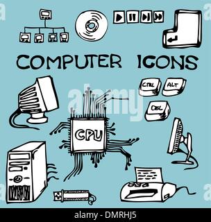 Satz von Hand gezeichnete Computer-icons Stock Vektor