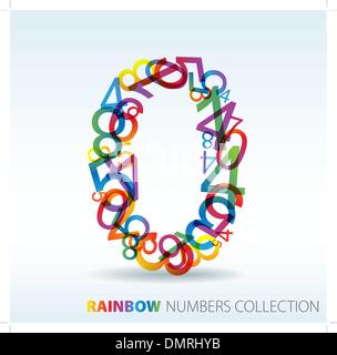 Hergestellt aus bunten Zahlen Null Stock Vektor