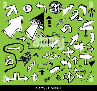 Satz von weißen Doodle Pfeile Stock Vektor