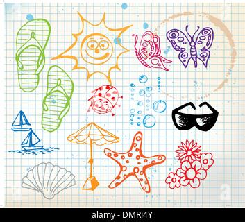 Sommer-Doodle-Elemente Stock Vektor