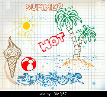 Sommer-Doodle-Elemente Stock Vektor