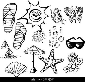 Sommer-Doodle-Elemente Stock Vektor