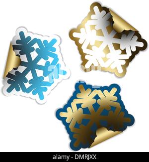 Schneeflocken als Etiketten Stock Vektor