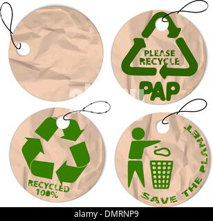 Grunge Papier Tags für recycling Stock Vektor