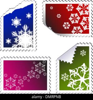 Satz von Weihnachten Post Briefmarken Stock Vektor