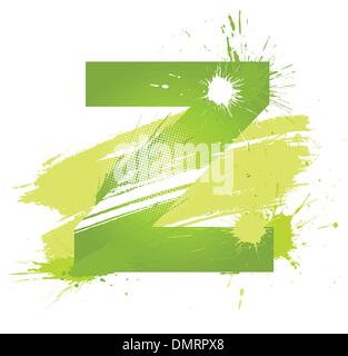 Grüner abstrakte Farbe spritzt Schriftart. Buchstabe Z Stock Vektor