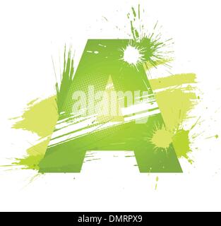 Grüner abstrakte Farbe spritzt Schriftart. Buchstabe A Stock Vektor