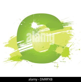 Grüner abstrakte Farbe spritzt Schriftart. Buchstabe C Stock Vektor