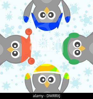 Süße Weihnachten Pinguin feiert Schnee Winter Vektor Karte Stock Vektor