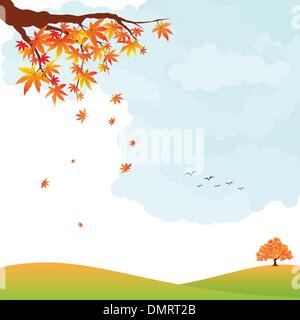 Herbstliche Landschaft bunt Maple Leaf und Baum Stock Vektor