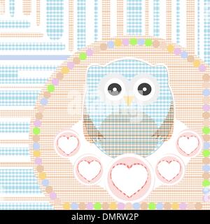 Textile niedliche kleine Eule mit Liebe Herz vector Stock Vektor