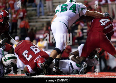 10.10.2009; University of North Texas University of Louisiana-Lafayette. Lance Dunbar Partituren seiner vierten Touchdown des Spiels.        Cajun und Louisiana Lafayette (Kredit-Bild: © John Korduner/Southcreek Global/ZUMApress.com) Stockfoto