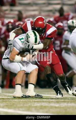 10.10.2009; University of North Texas University of Louisiana-Lafayette. Riley Dodge hinter der Line Of Scrimmage in Angriff genommen wird.         Cajun und Louisiana Lafayette (Kredit-Bild: © John Korduner/Southcreek Global/ZUMApress.com) Stockfoto