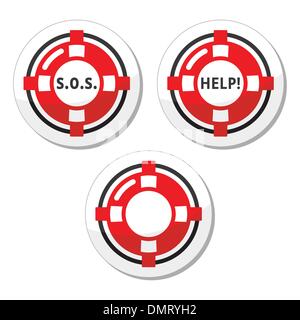 Rettungsring, Hilfe, s.o.s.-Vektor-Icons set Stock Vektor