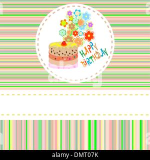 niedlichen Blumen und Kuchen-happy Birthday-Hintergrund Stock Vektor