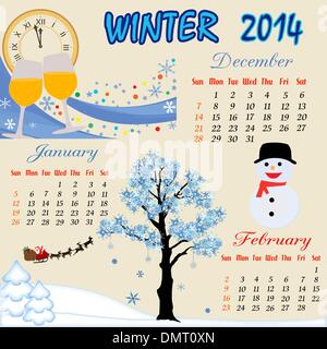 Winter Kalender 2014 Stock Vektor