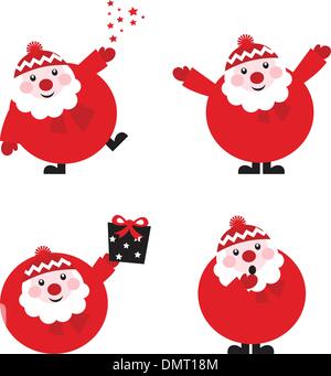 Sammlung von lustigen rot isoliert Santa auf weiße, Vektor Stock Vektor