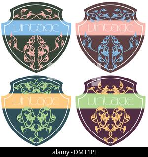 Set 4 Vintage Weinetiketten Stock Vektor