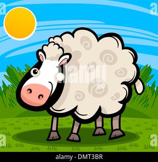 Schafe auf dem Bauernhof Tier Cartoon illustration Stock Vektor
