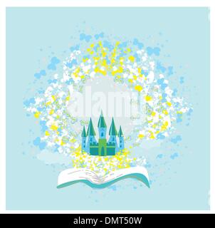 Magische Welt der Märchen, Märchenschloss aus dem Buch erscheinen Stock Vektor