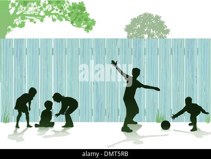 Kinder spielen im Garten Stock Vektor