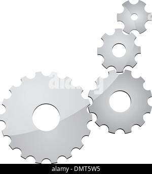 Isolierte Vektor Zahnräder auf weißem Hintergrund Stock Vektor