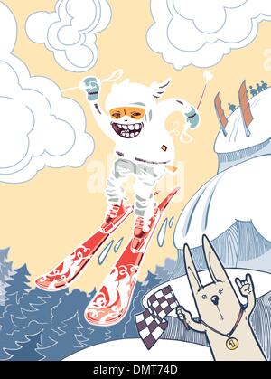 Mutige Ski Freerider Stock Vektor