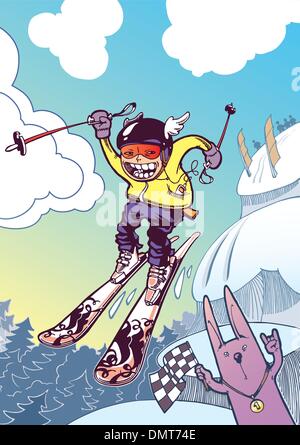 Mutige Ski Freerider Stock Vektor
