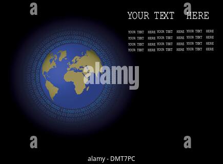 Binär-Code windet sich um Planeten Stock Vektor
