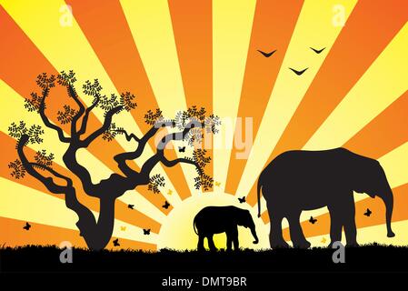 Elefanten in Afrika Stock Vektor