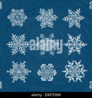 Makro-Struktur der echte Schneeflocken, umgewandelt und als Orn gezeichnet Stock Vektor