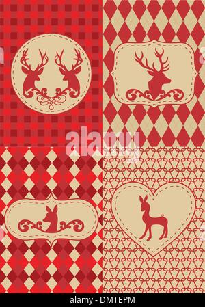 Weihnachten-Muster mit Hirschen, Vektor Stock Vektor